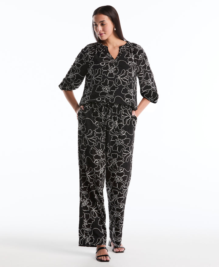 Floral Embroidered Blouse (Black) 