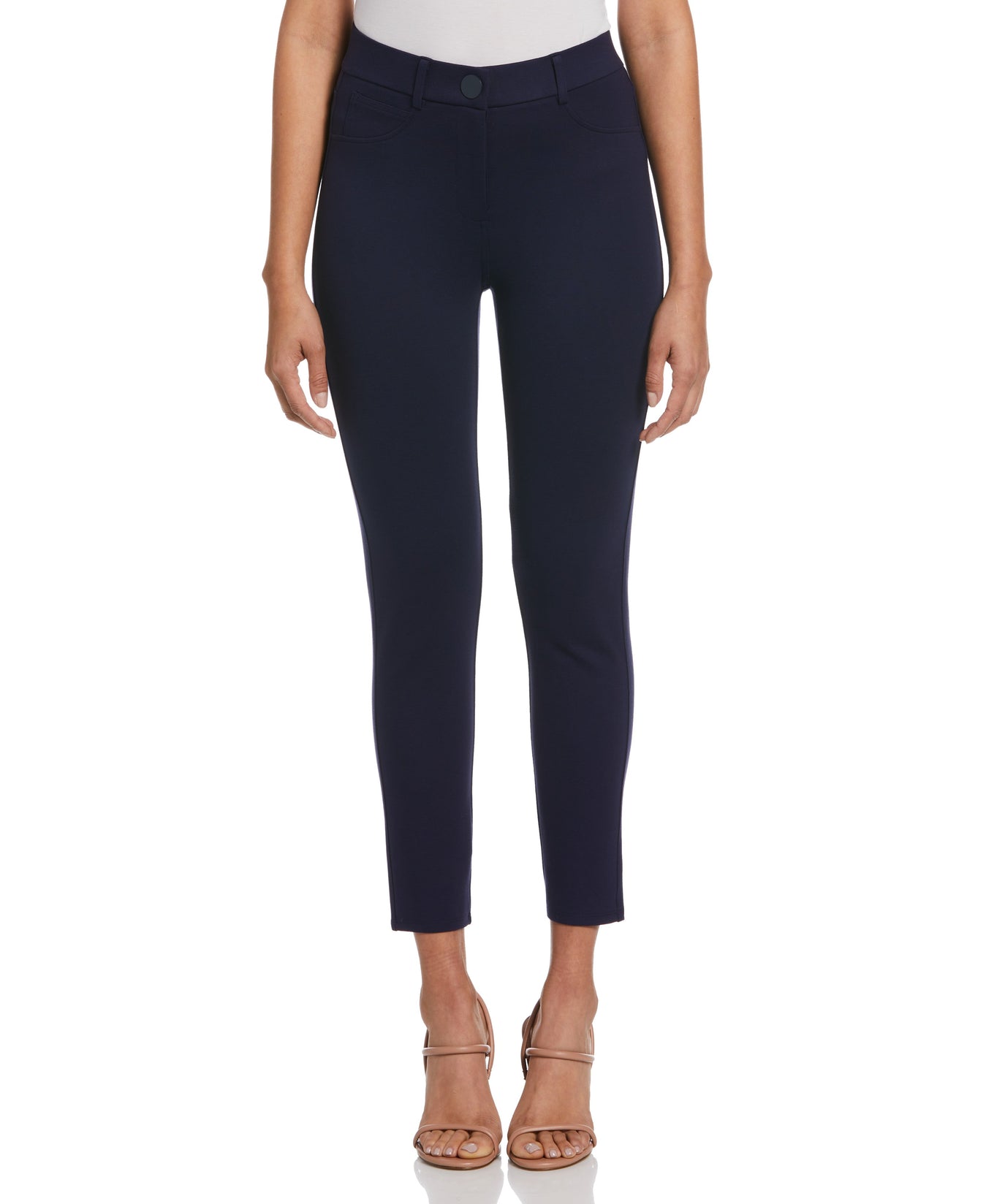 Buy Solid Skinny Fit Ponte Pants with Zipper Pockets