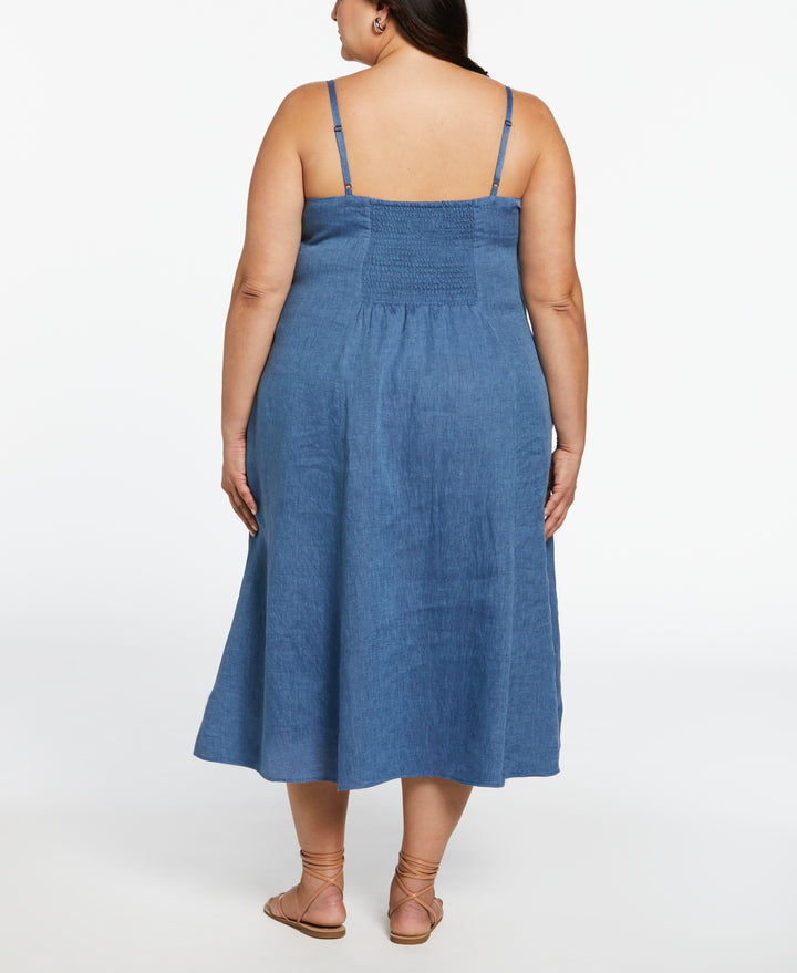 A-Line Linen Dress (Delft) 