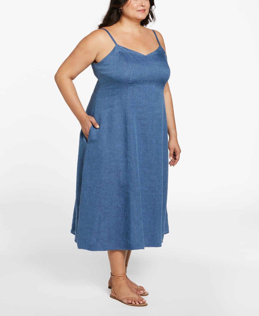 A-Line Linen Dress (Delft) 