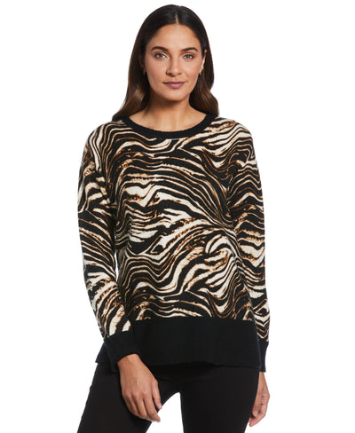 Animal Print Slouchy Sweater (Black) 