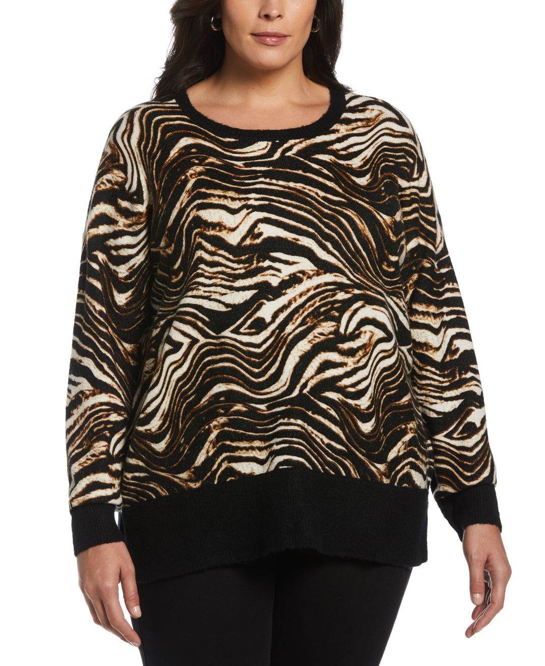 Animal Print Slouchy Sweater (Black) 