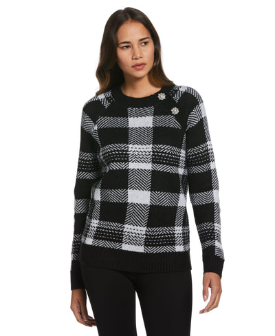 Button Trim Sweater (Black) 