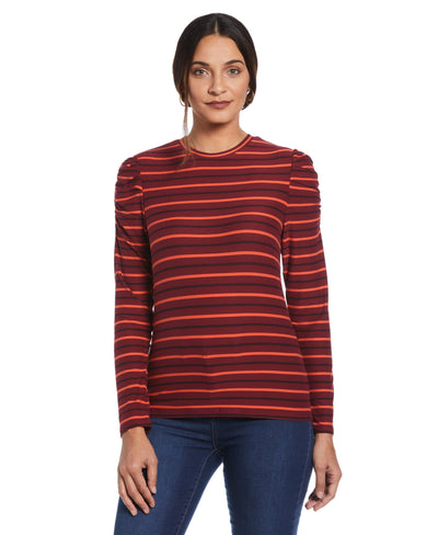 Crew Neck Puff Sleeve Top (Rhododendron) 