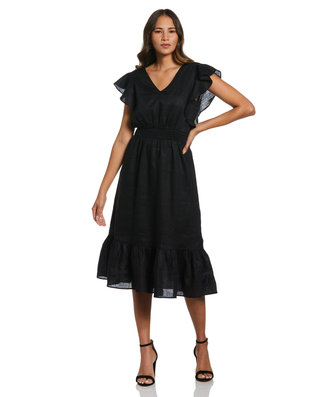 Women's Double V Neck Ruffle Dress Rafaella Women's Double V Neck Ruffle Dress Rafaella