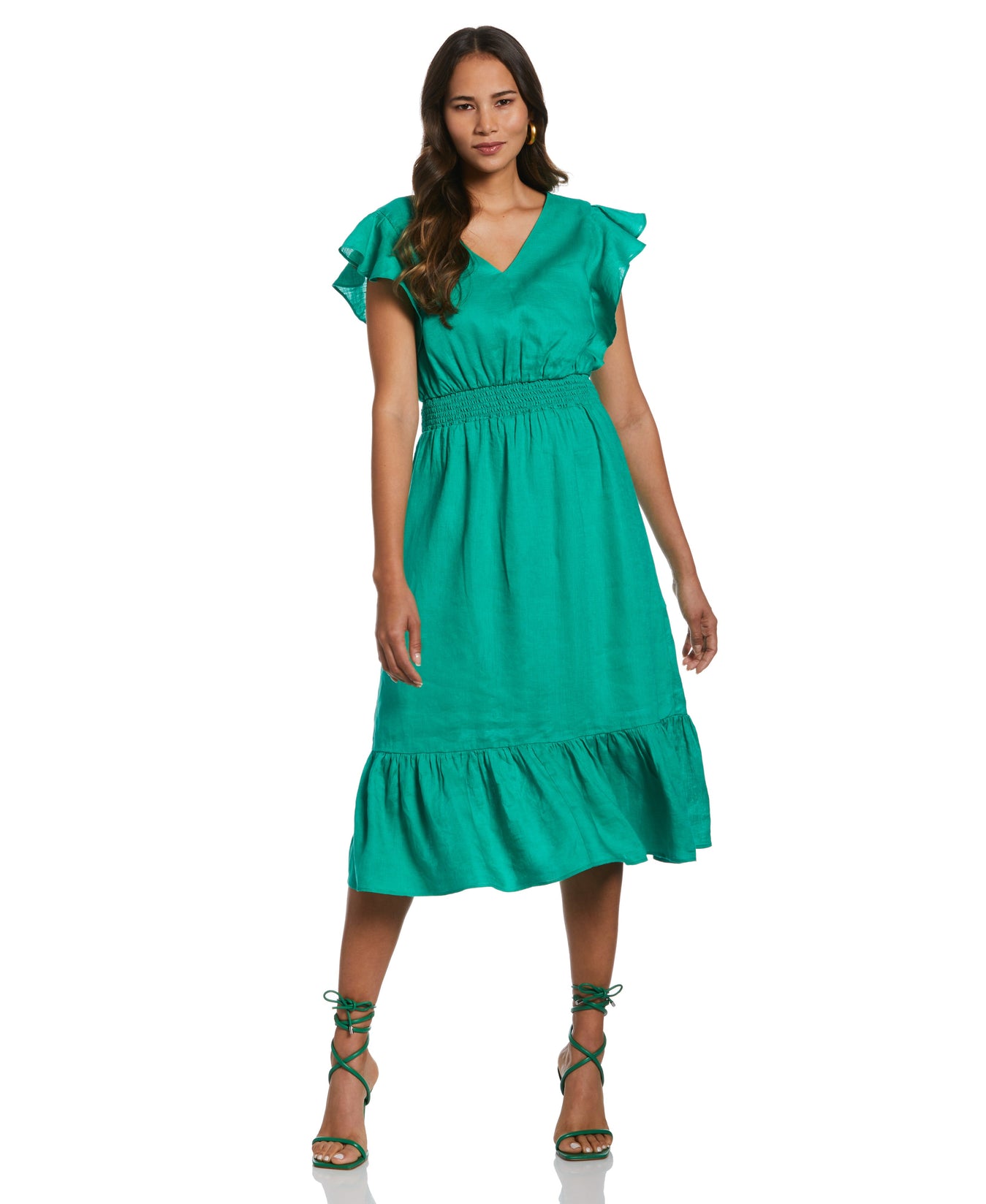 Women's Double V Neck Ruffle Dress | Rafaella