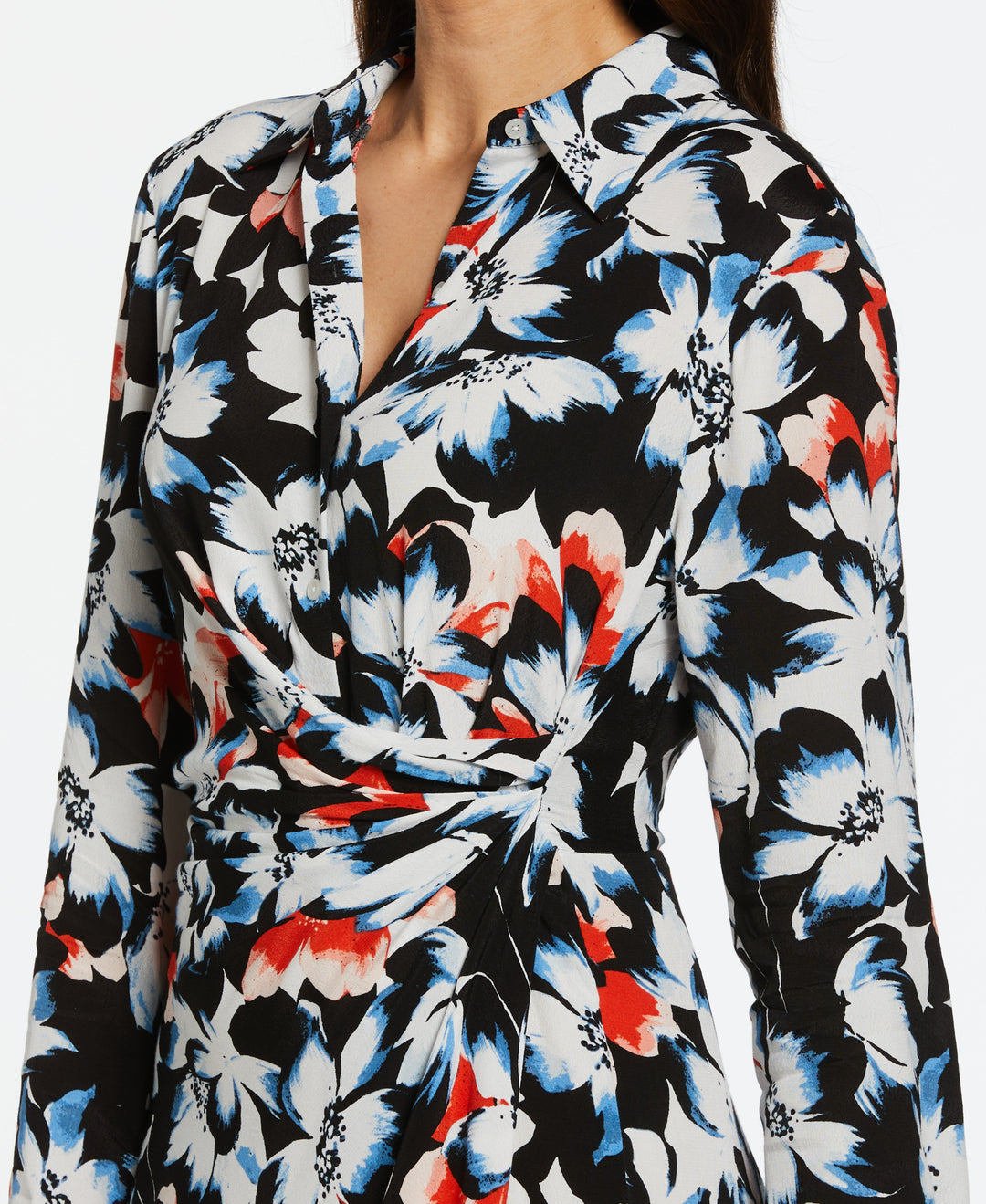 Ella by Rafaella Women's Eco Fabric Gathered Popover Midi Dress in Azure Blue/Multi, Size XL, Floral, Viscose Blend Ella by Rafaella Women's Eco Fabric Gathered Popover Midi Dress in Azure Blue/Multi, Size XL, Floral, Viscose Blend