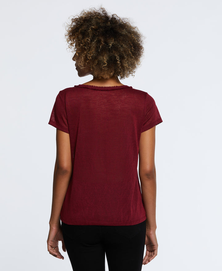 Red Rumba Short Women's Fringe Top - Short Sleeve | Rafaella
