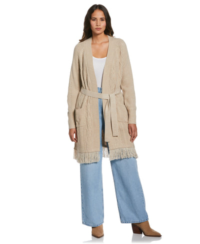 Fringe Duster Sweater (Wheat Heather) 