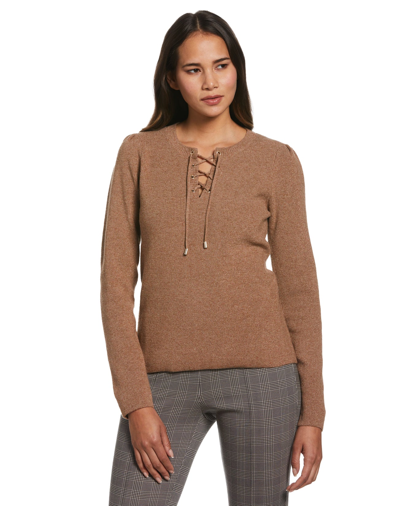 Women s Petite Front Lace Up Sweater Rafaella
