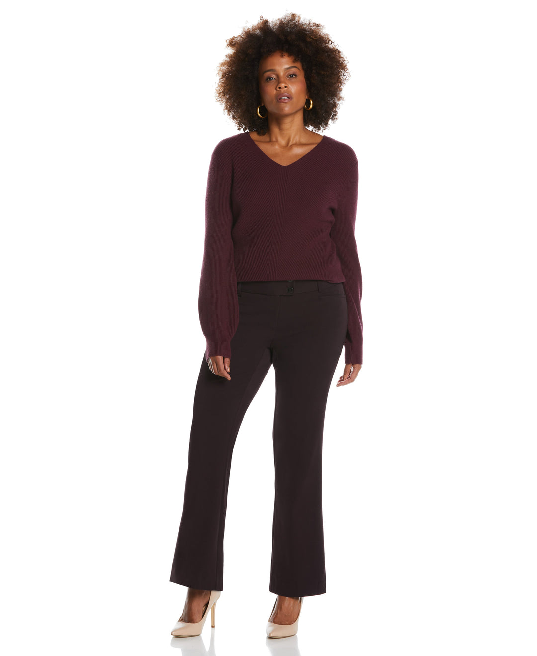 GABARDINE BOOTCUT PANT - CURVY FIT (Vintage Wine) 