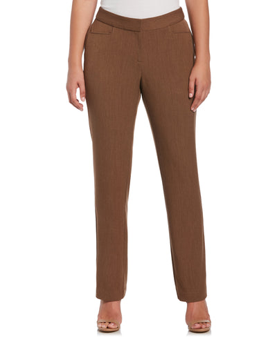 GABARDINE SLIM LEG PANT - CURVY FIT (Coffee Melange) 