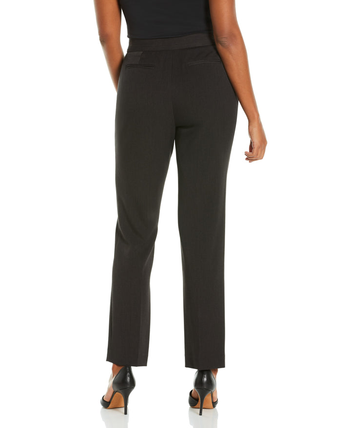 GABARDINE SLIM LEG PANT - CURVY FIT (Graphite) 