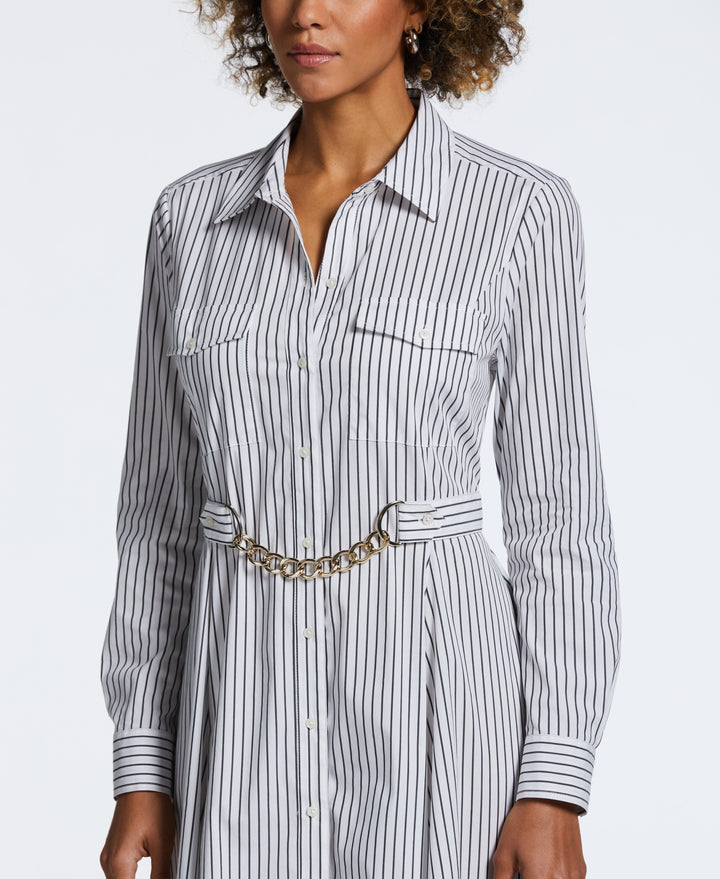 Handkerchief Dress with Chain Belt (Black) 