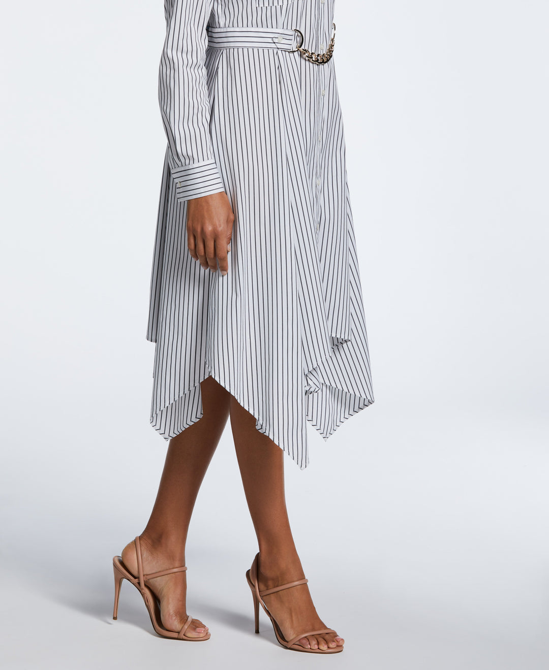 Handkerchief Dress with Chain Belt (Black) 