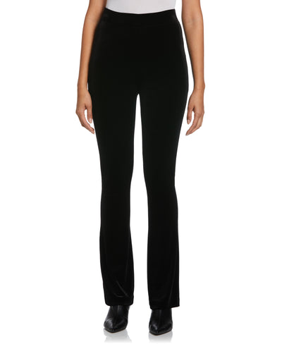 High Waist Velvet Boot Cut Pant (Black) 