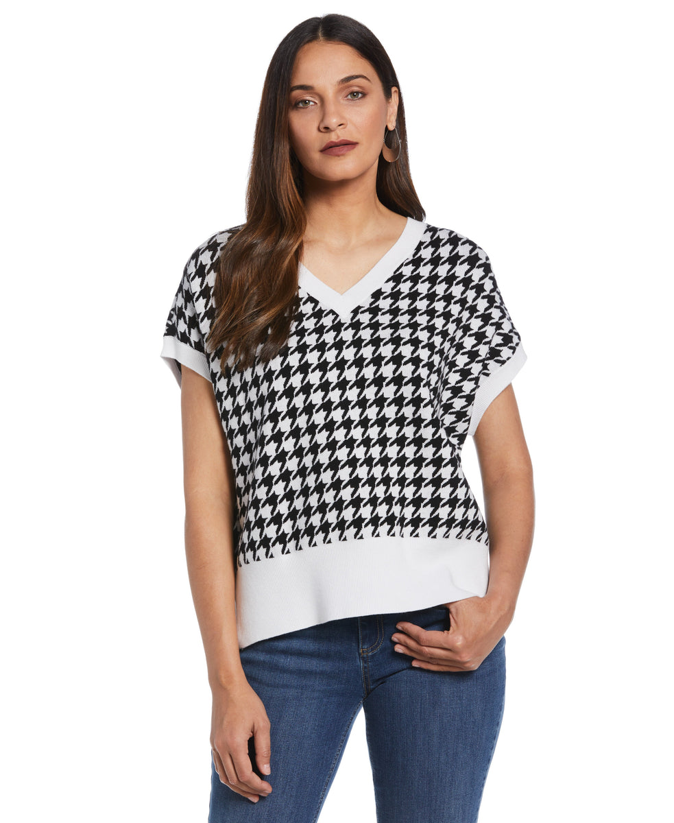 Women's Houndstooth Sweater Vest Rafaella