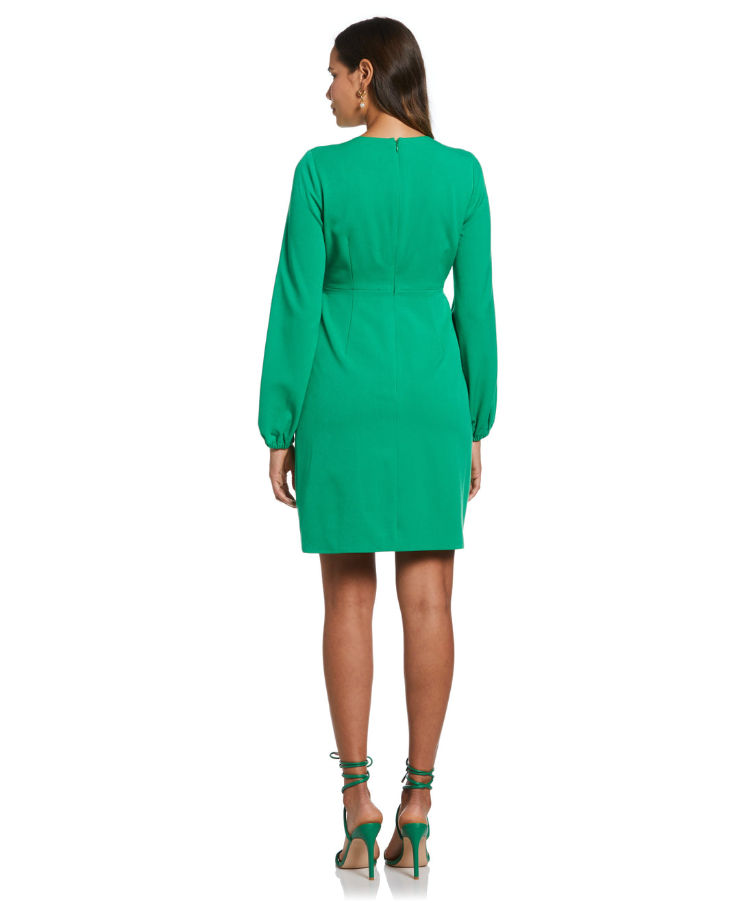 Jewel Button Surplice Dress (Fern Green) 