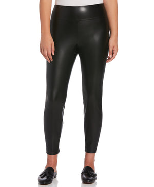 Lightweight Pleather Pull-On Pant (Black) 