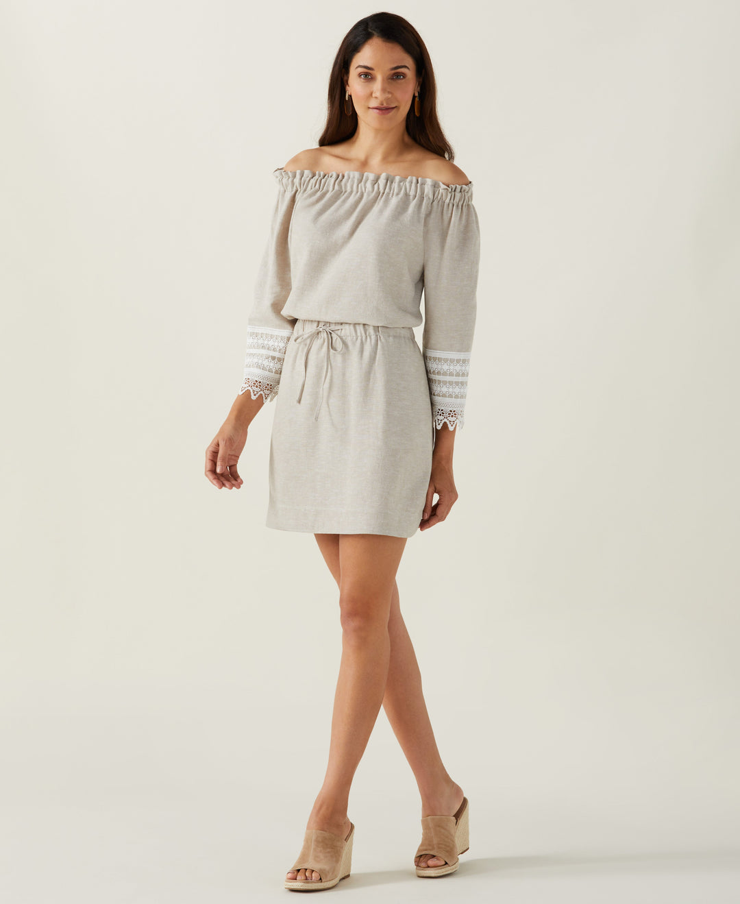 Linen Blend Drawcord Skirt (Natural) 