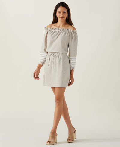 Linen Blend Drawcord Skirt (Natural) 