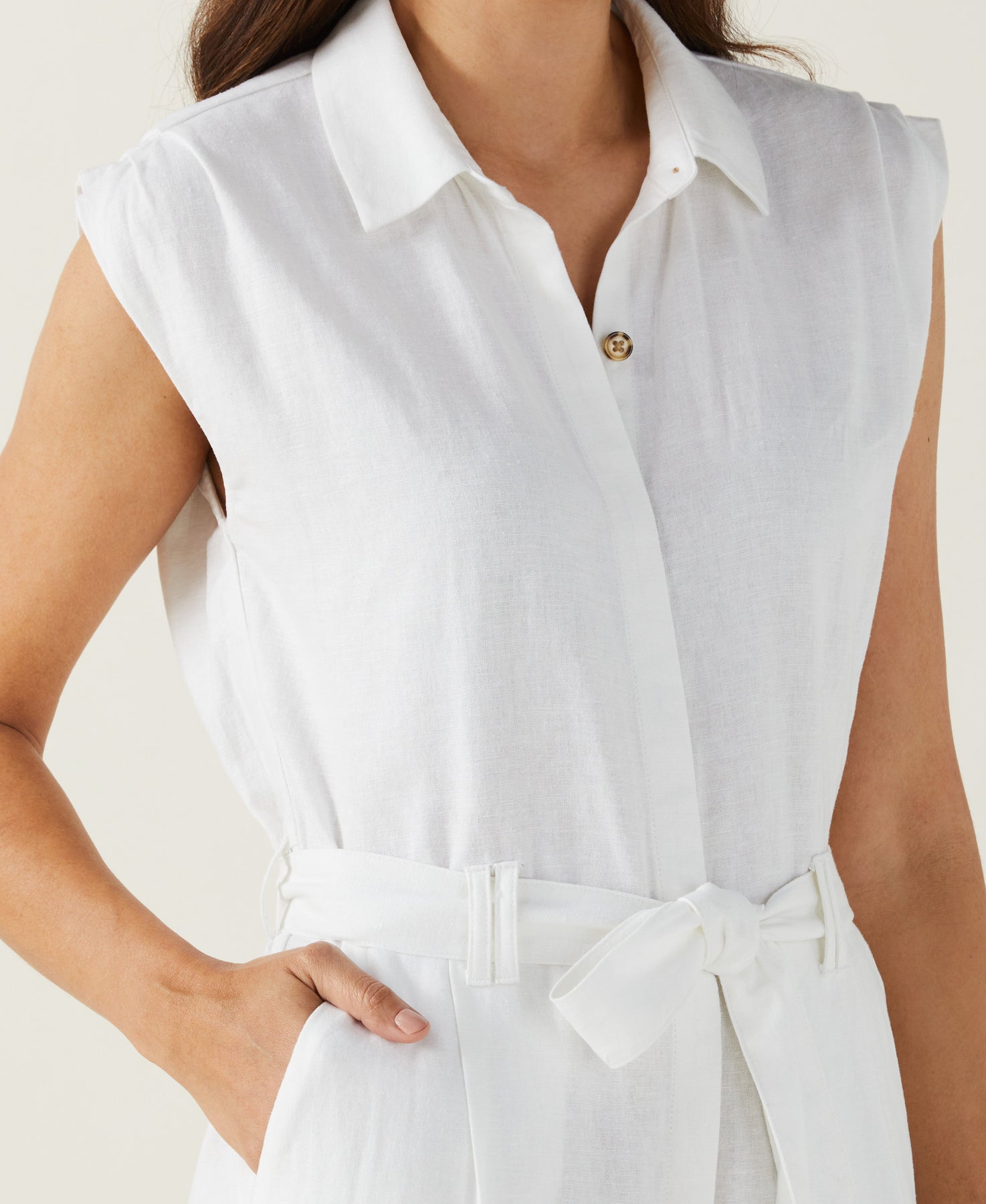 Ella by Rafaella Women's Linen Blend Jumpsuit in White, Size XL, Solid, Linen/Viscose Ella by Rafaella Women's Linen Blend Jumpsuit in White, Size XL, Solid, Linen/Viscose