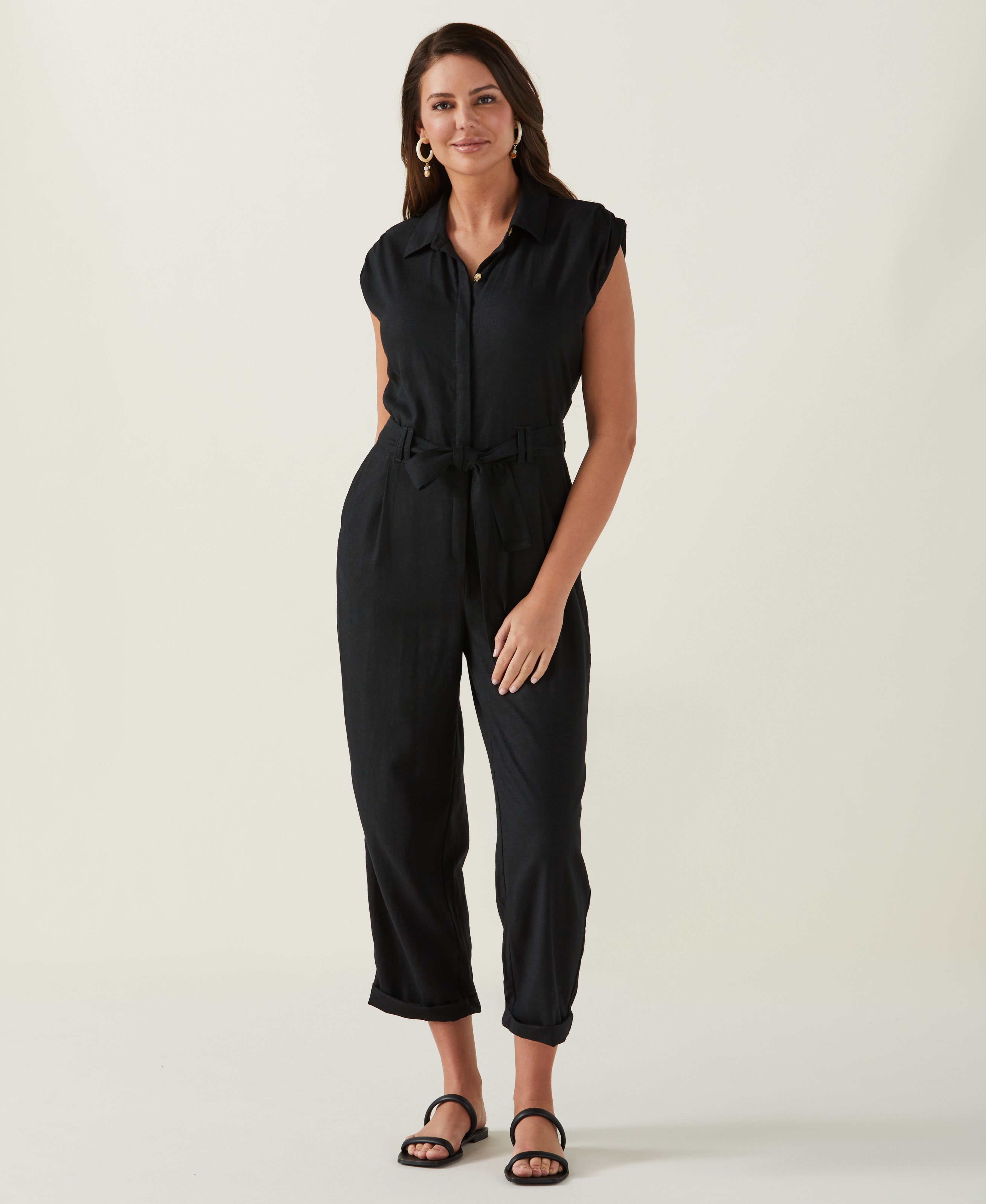 Women's Modern Fit Linen Blend Jumpsuit – Rafaella