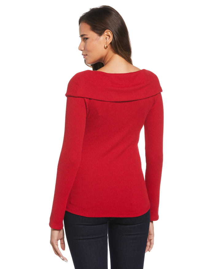 Marilyn Ribbed Crossover Top (Ruby) 
