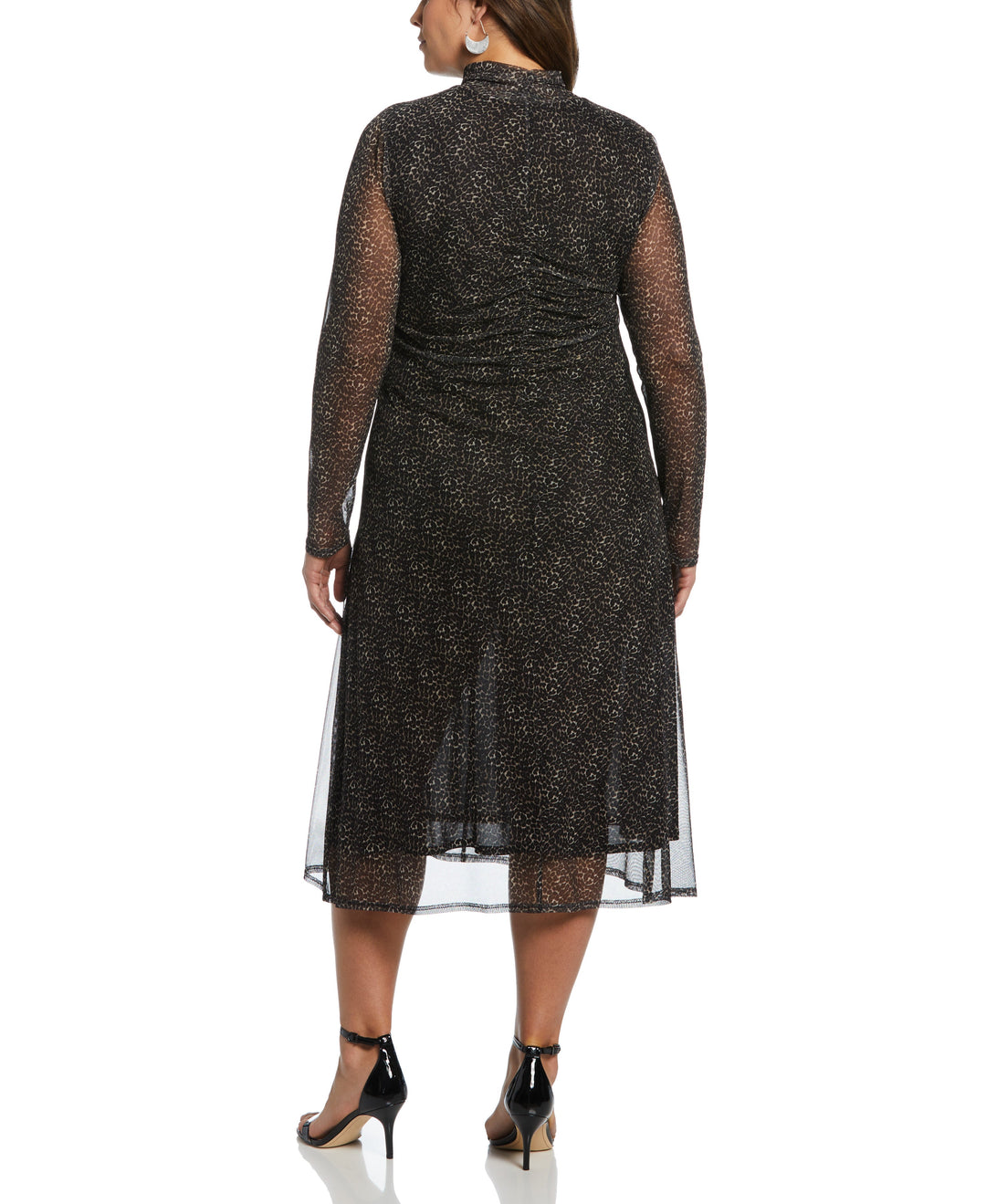 Ella Rafaella Plus Size Mock Neck Mesh Long Sleeve Midi Dress Ella Rafaella Plus Size Mock Neck Mesh Long Sleeve Midi Dress