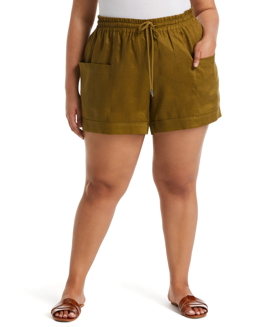 Women s Modern Fit Seamed Linen Short Rafaella