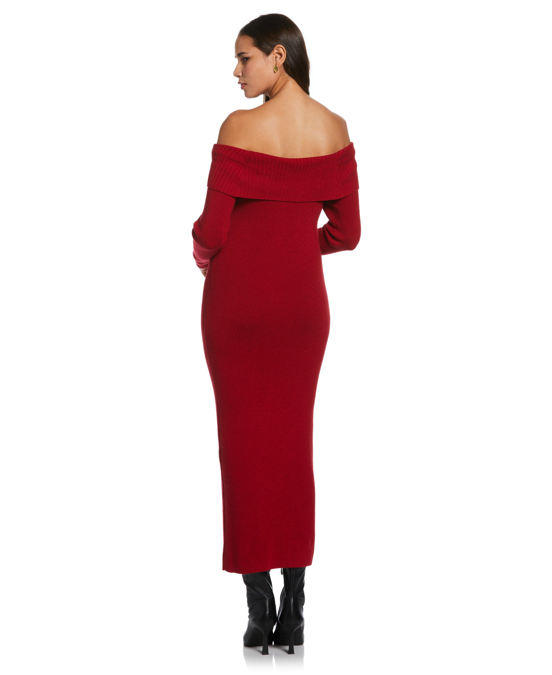 Off-the-Shoulder Sweater Dress (Ruby) 