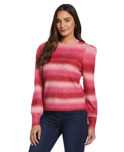 Ombre Stripe Puff Sleeve Sweater (Ruby) 