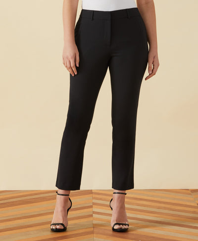 Classic Fit Clean Straight Leg Ankle Pant (Black) 