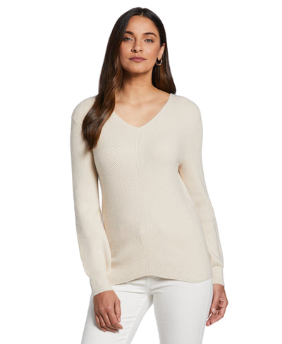 Essential Ribbed V-Neck Sweater (Oatmeal Heather) 
