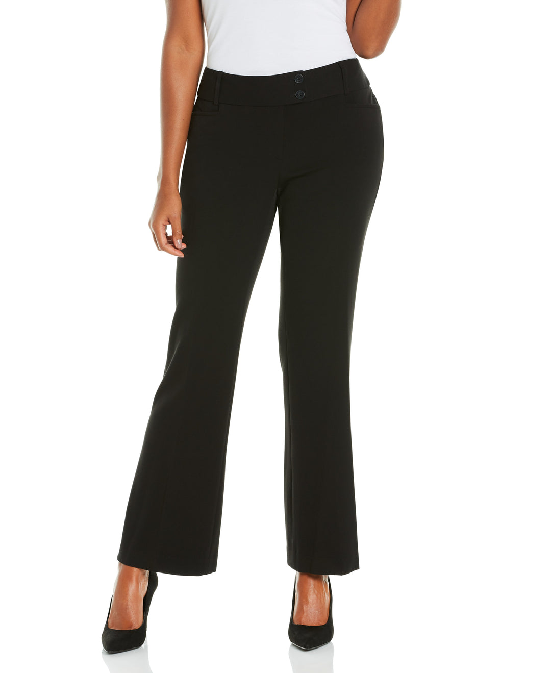 petite black dress pants Petite Rafaella Bootcut Curvy Fit Dress Pants Black