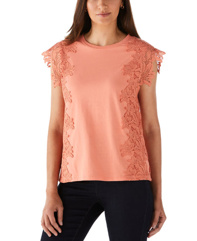 Knit Top with Lace Detail (Crabapple) 