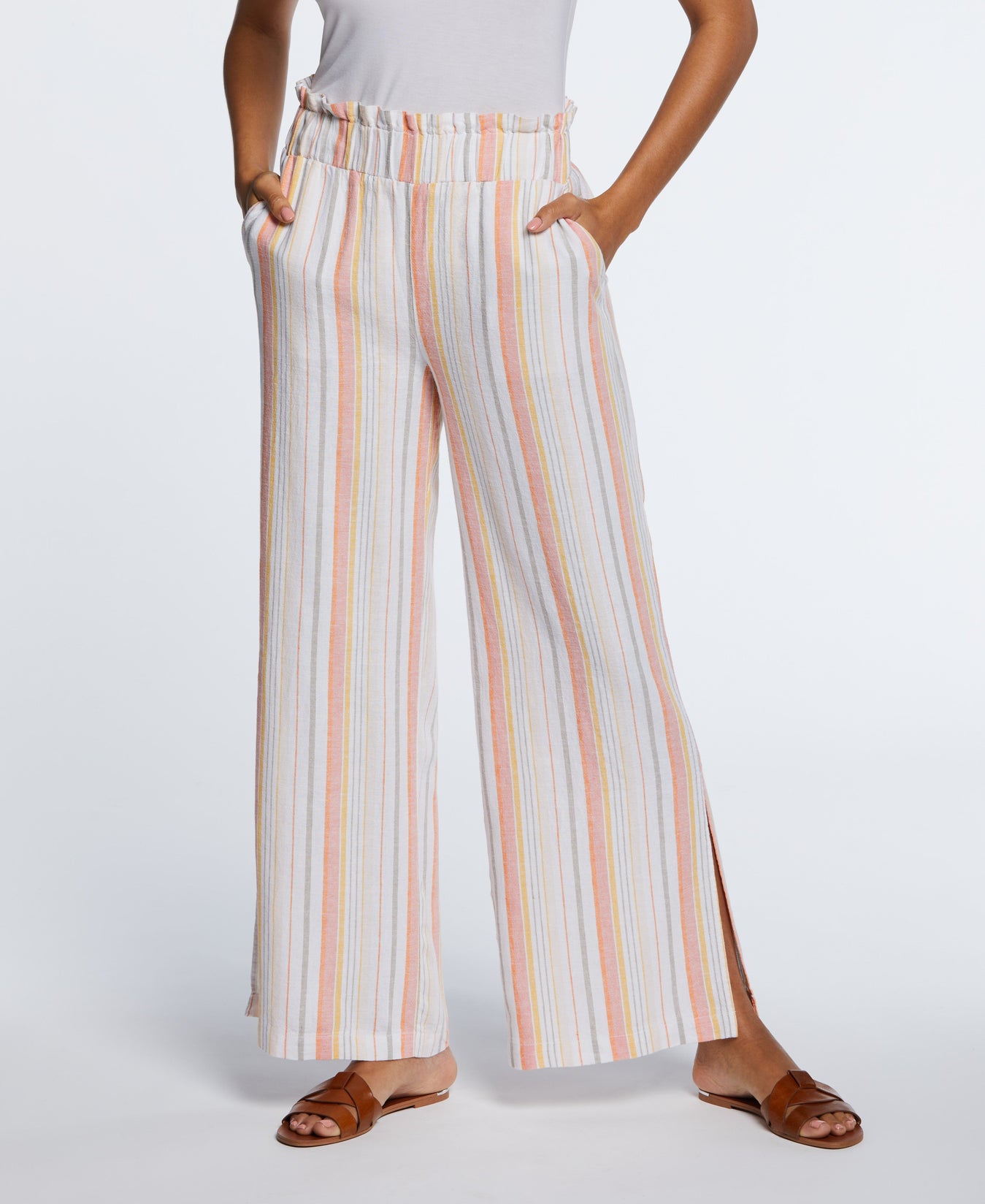 Wide Leg Striped Linen Pant  Petite  Petite  Reitmans