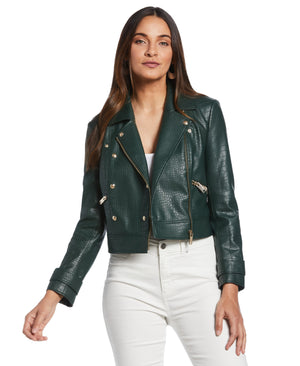 Faux Leather Moto Jacket (Envy) 