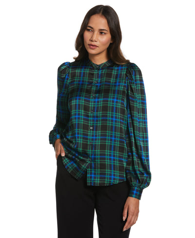 Plaid Print Blouse (Princess Blue) 