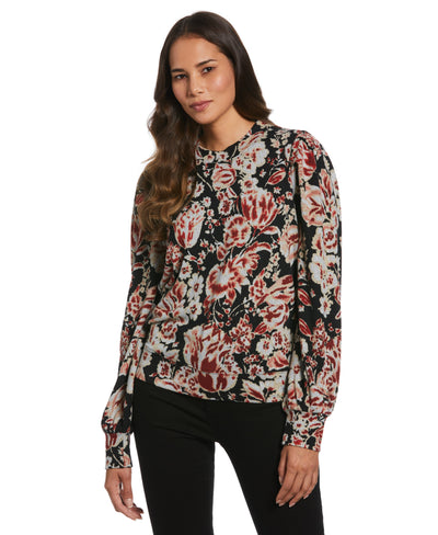 Pleat Sleeve Knit Shirt (Black) 