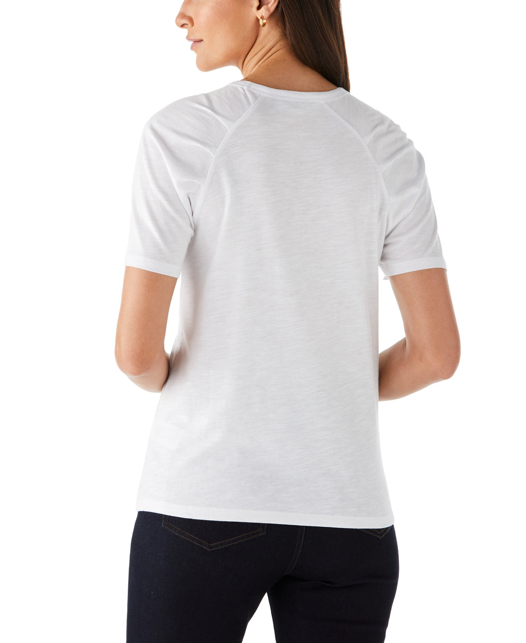 Pleated Raglan Sleeve Tee (White)