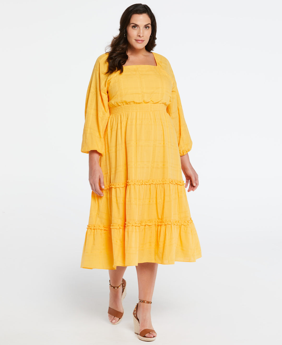Plus Size Puff Sleeve Dress - 100% Cotton | Rafaella Plus Size Puff Sleeve Dress - 100% Cotton | Rafaella