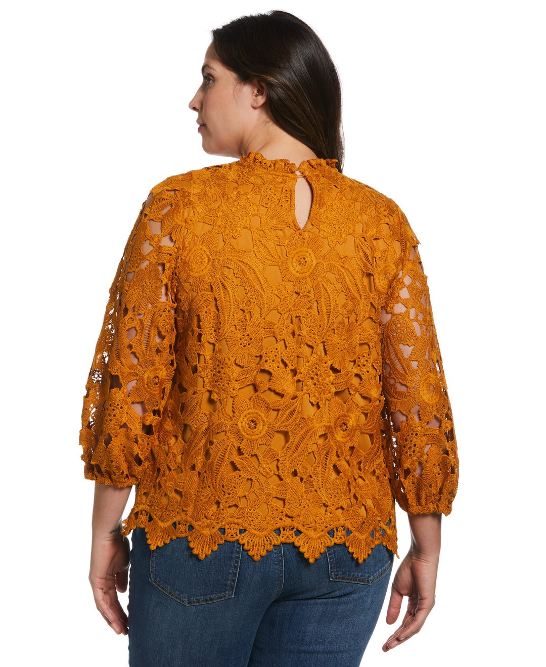 3/4 Sleeve Lace Top (Buckthorn Brown) 