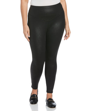 Crackle Vegan Leather Leggings (Black) 