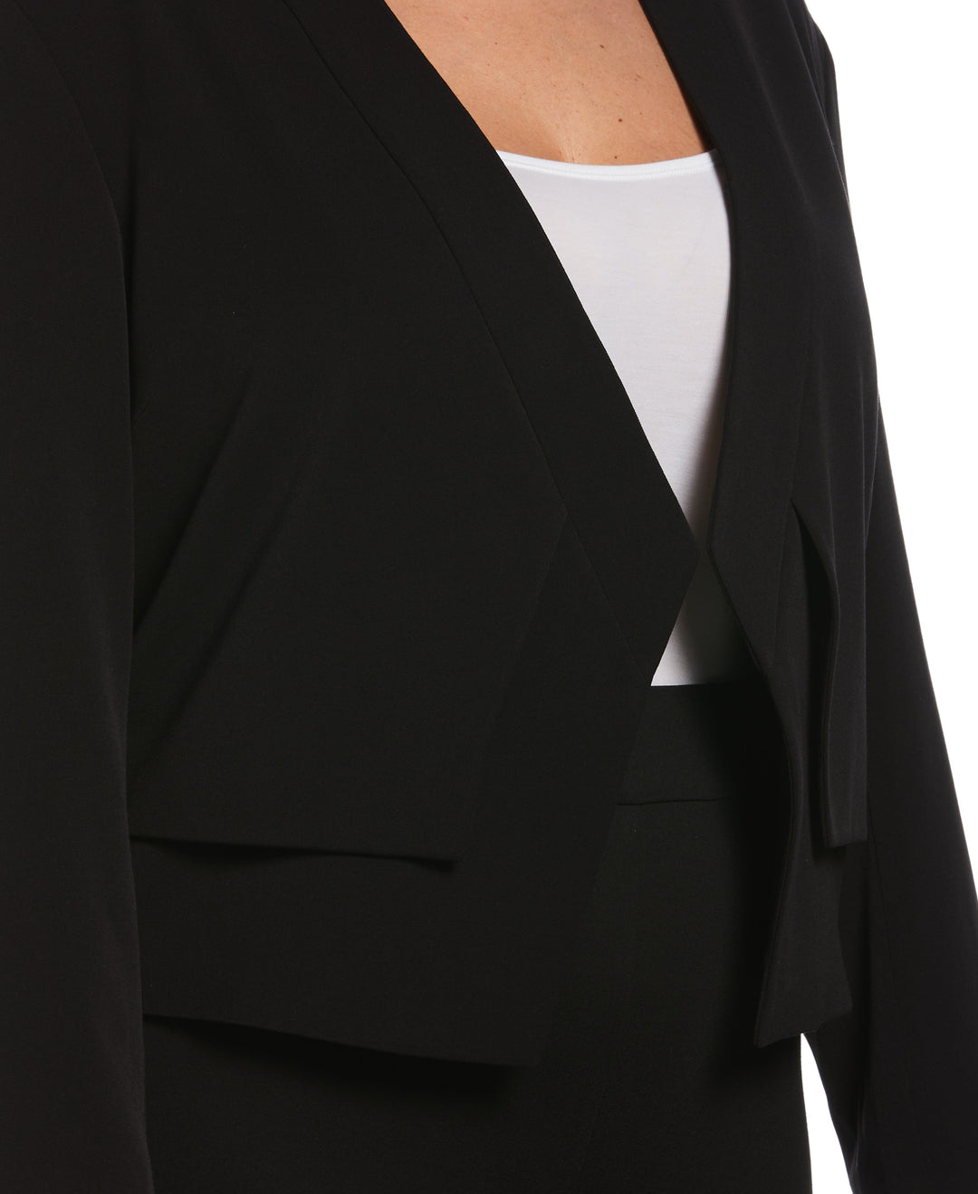 Cropped Angled Open Blazer (Black) 