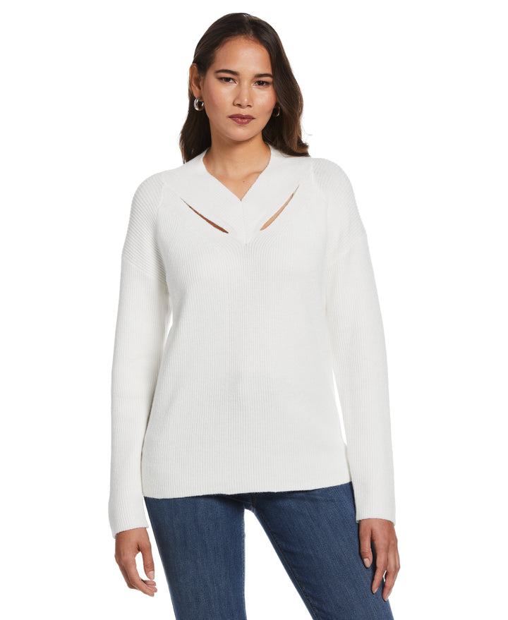 Cutout Neck Sweater (Snow White) 