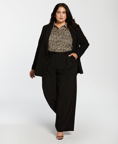 Plus Size Double Breasted Gabardine Suit-Set-Rafaella-Sportswear