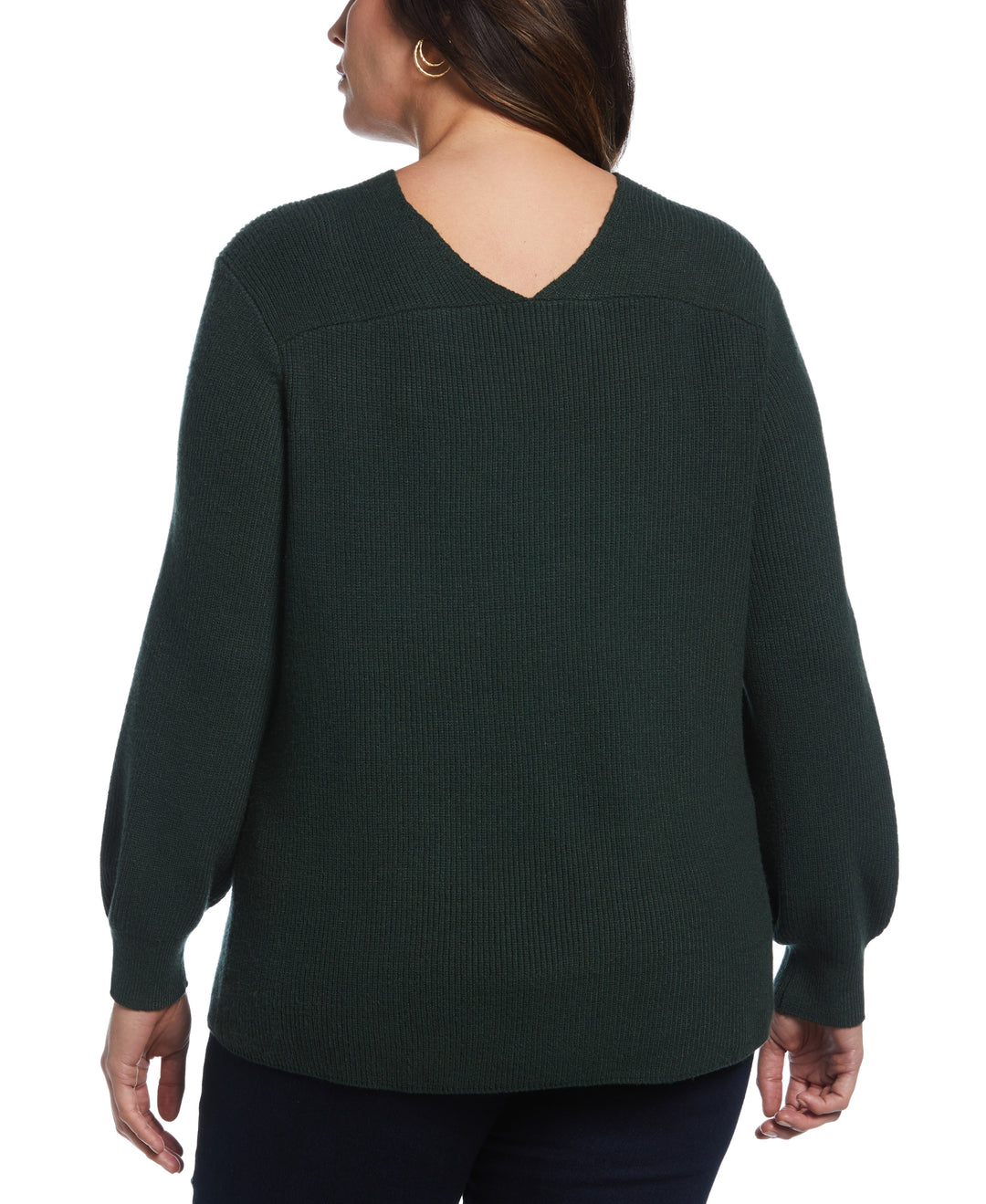 Essential Ribbed V-Neck Sweater (Envy) 