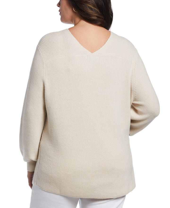 Essential Ribbed V-Neck Sweater (Oatmeal Heather) 
