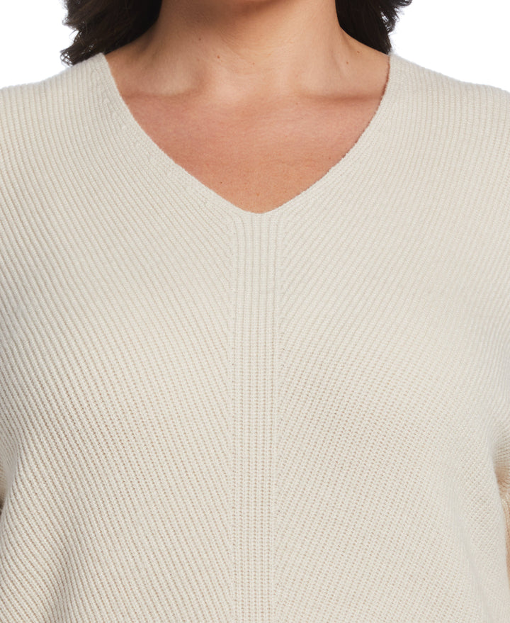 Essential Ribbed V-Neck Sweater (Oatmeal Heather) 